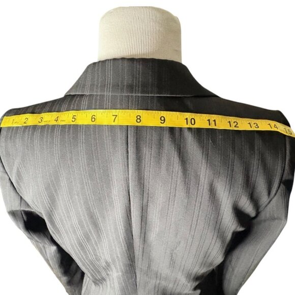 Escada Black Pinstripe Blazer Wool Silk Blend Size 34 - Picture 12 of 16